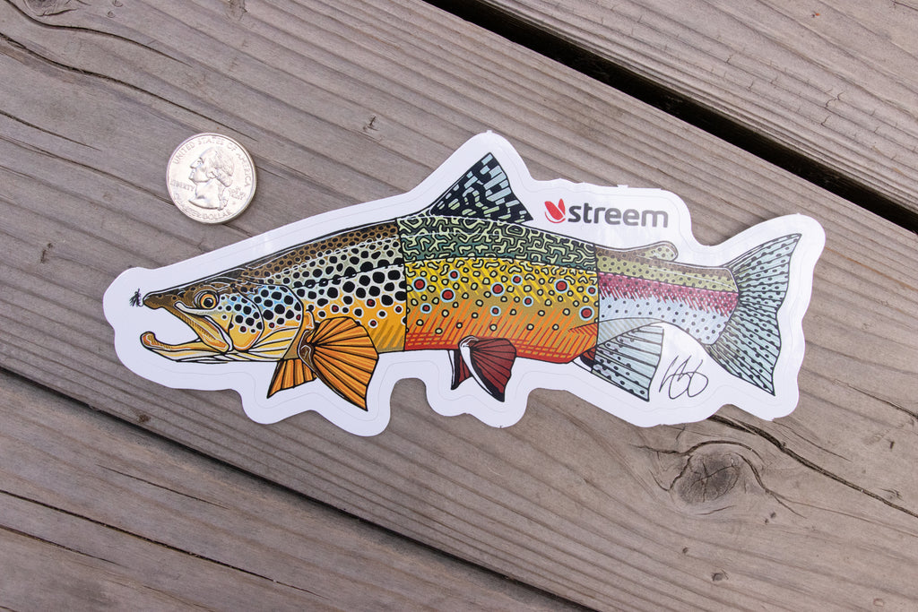 Fishing Sticker Trout | Waterproof Vinyl Decal | 3in